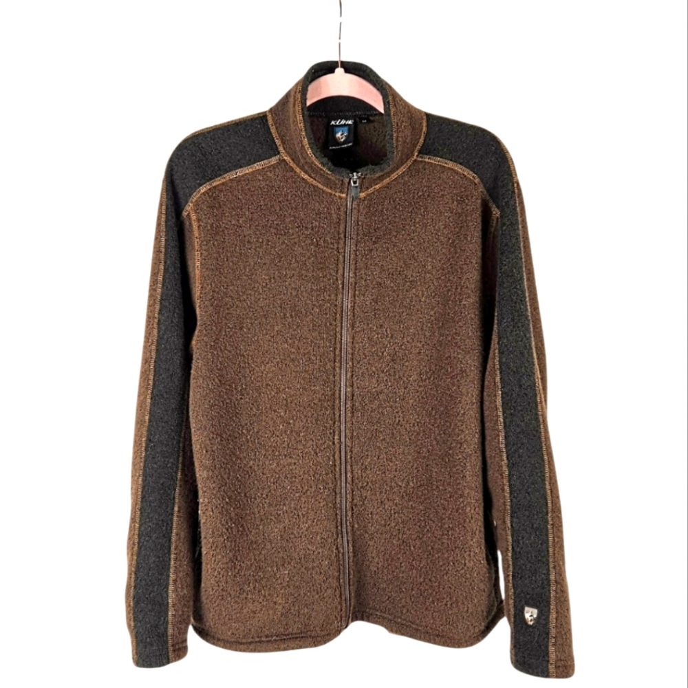 Kuhl Mens Alfpaca-Fleece Full Zip Brown Sweater Jacket